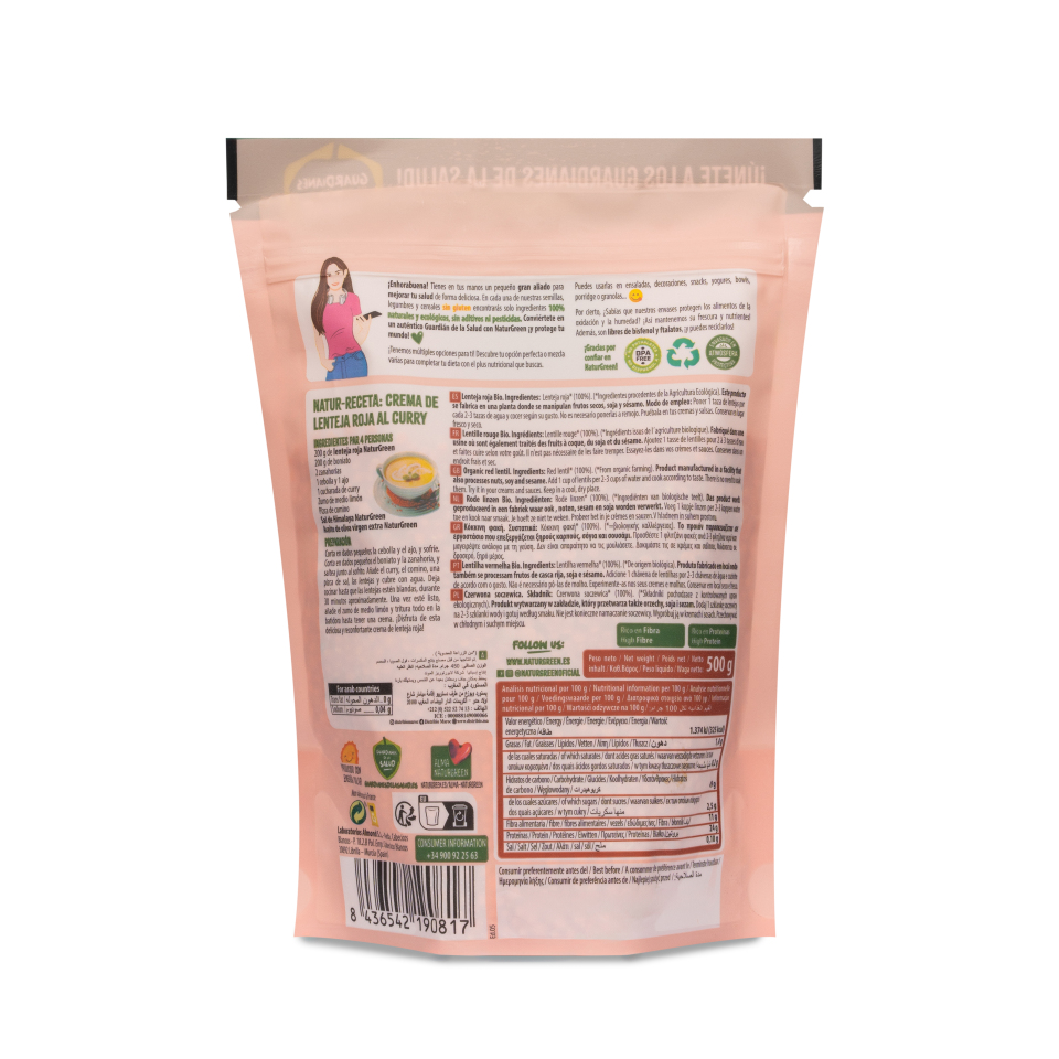 Pack 6x NaturGreen Lenteja Roja Bio 500 g