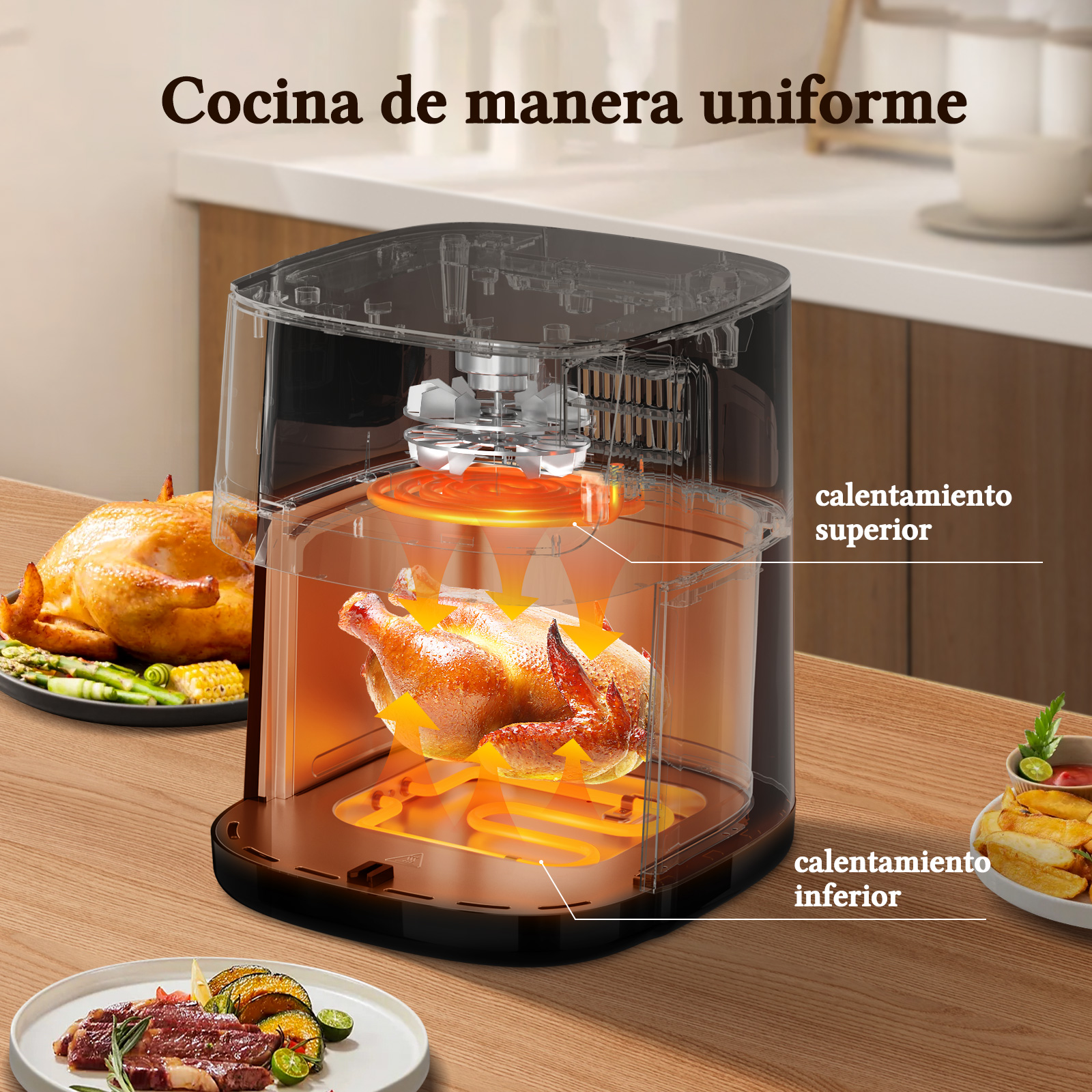 Taylor Swoden Freidora de Aire Electrónica - 8 L con Ventana de Visualización, Calentamiento De Doble Elemento, 10 Funciones Preestablecidas, 2000W.