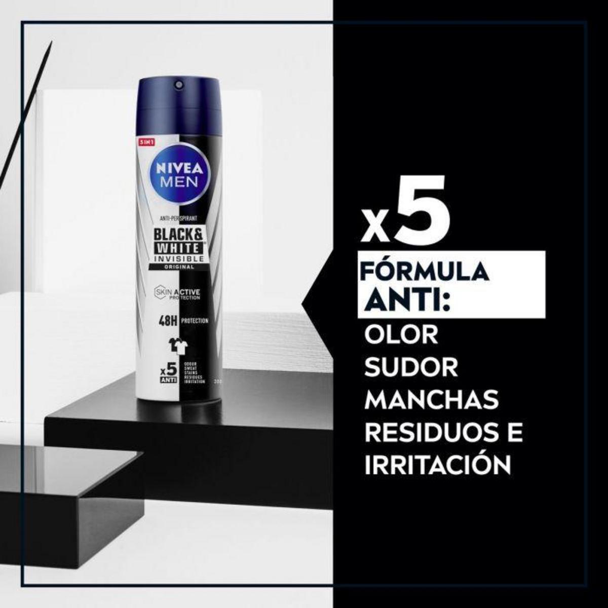 NIVEA MEN Pack ahorro - Black & White Invisible Original Spray Desodorante para hombre 200ml x 6 unidades