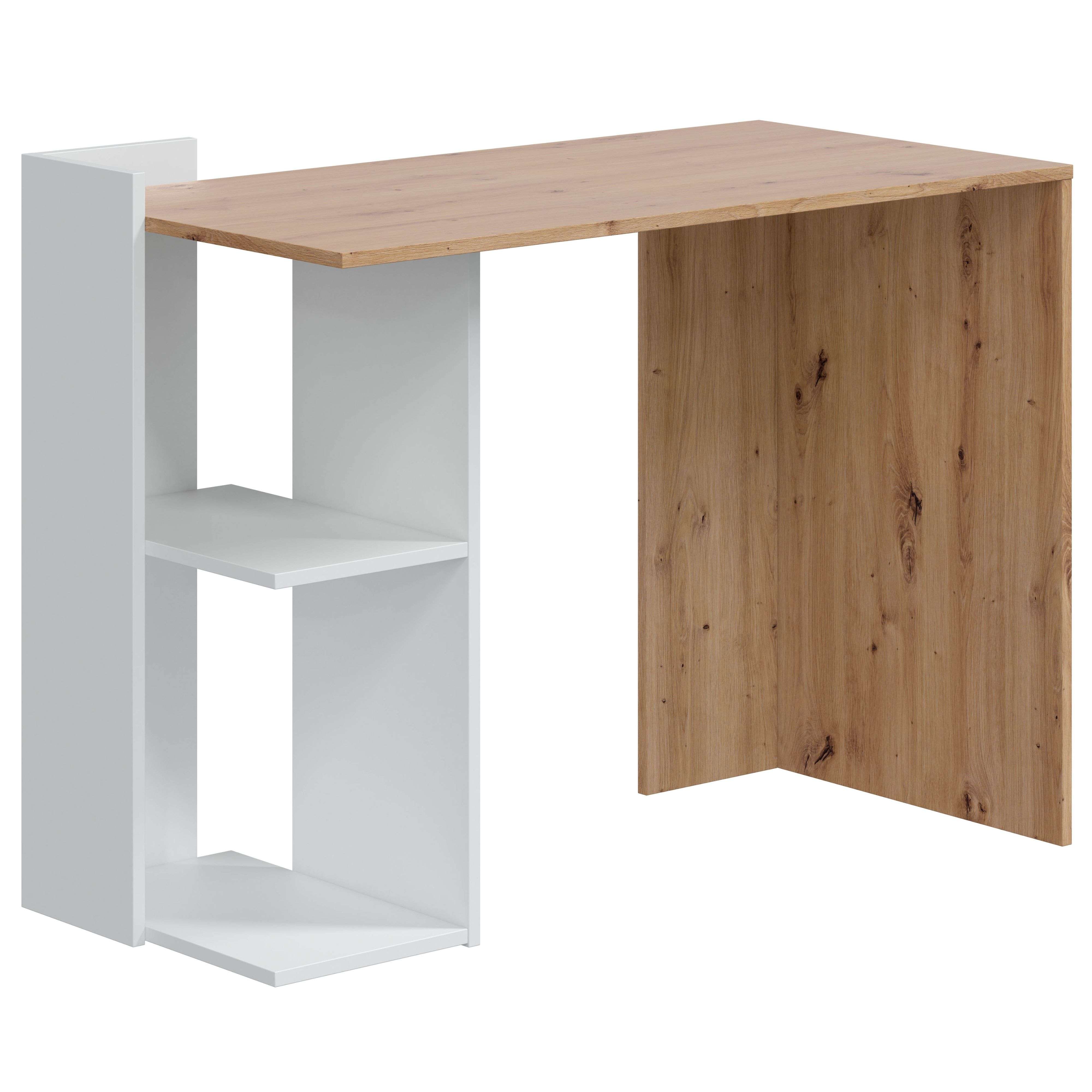 Mesa de escritório Kenya em carvalho nodi e branco artik 78x100x52 cm