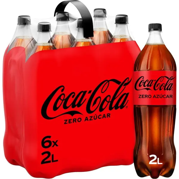 Coca Cola nacional sabor original normal  Zero Azúcar y Zero azucar Zero cafeína - Refresco de cola 2Litros sabor original normal sin azúcar, sin calorías, sin cafeína paquete 6u 2000ML