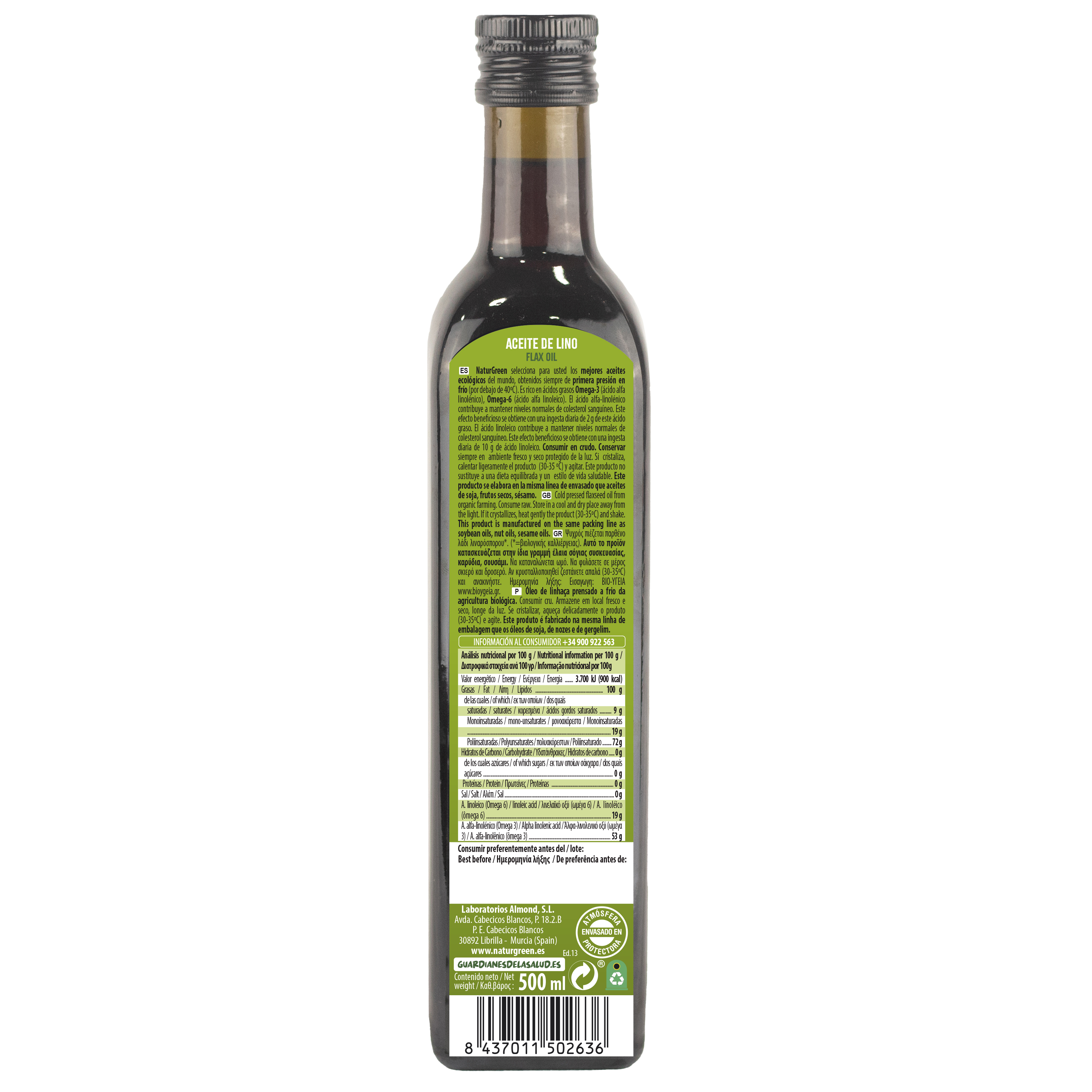 Pack 3x - NaturGreen Aceite de Lino - Rico en Omega 3