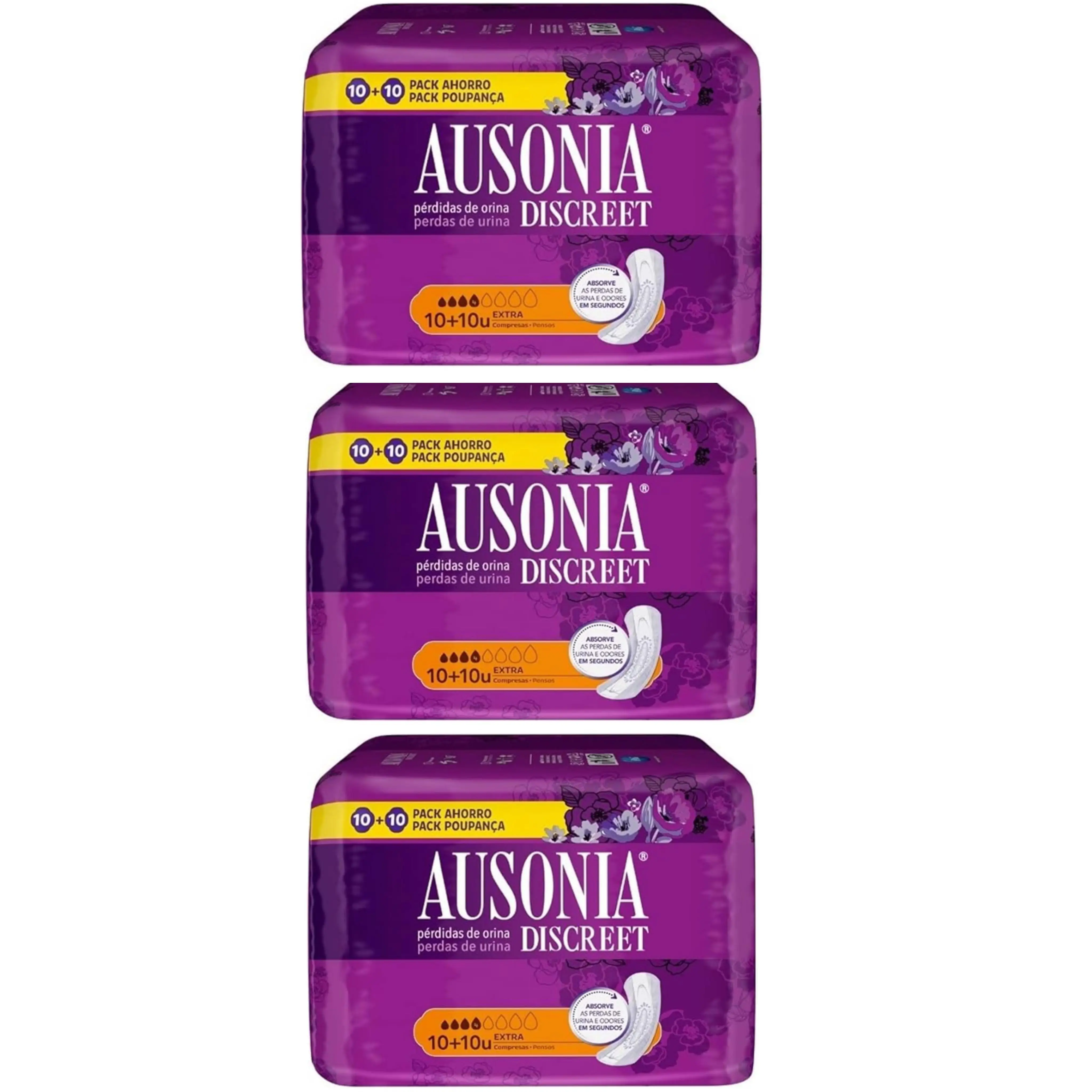 60 Unidades Ausonia Compresas Discreet Extra-Protección completa para pérdidas de orina