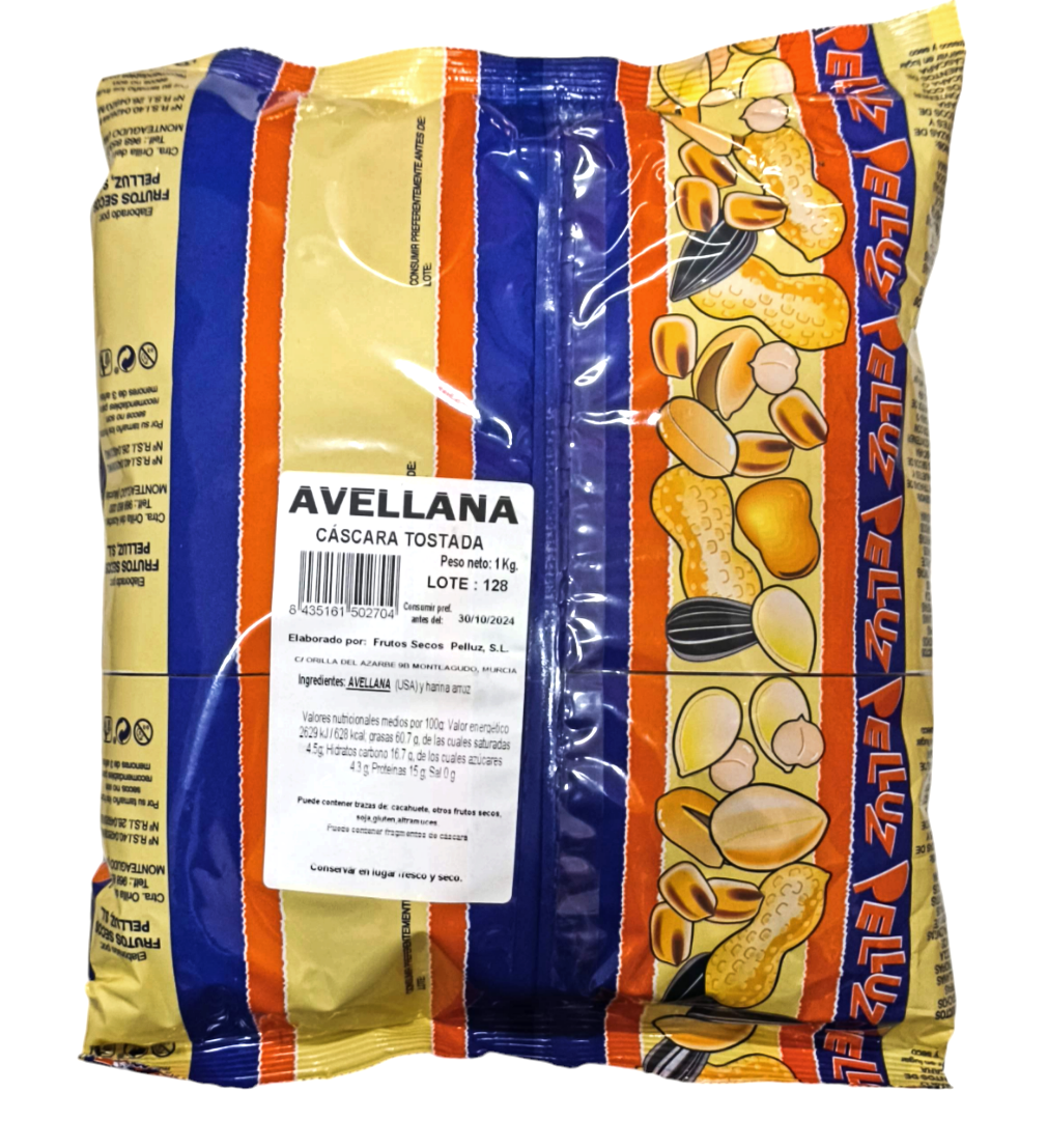 Avellanas Tostadas con Cáscara 1 Kg - Marca Pelluz - Deliciosas y Crujientes Avellanas para Disfrutar en Cualquier Momento