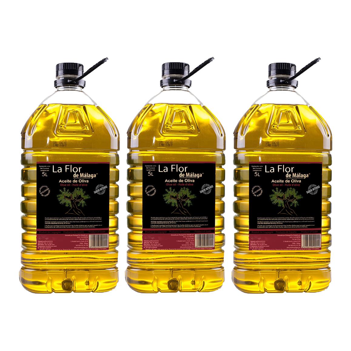 ACEITE DE OLIVA INTENSO LA FLOR DE MALAGA PET GARRAFA TRANSP. ASA NEGRA 5L