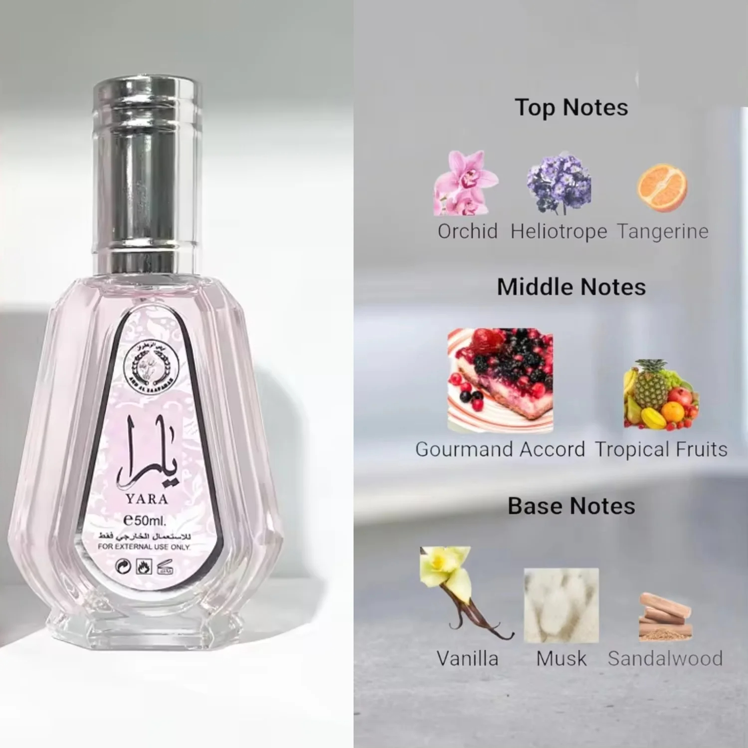 Perfume de Mujer Yara Rosa 50ml - ARD AL ZAAFARAN Eau de Parfum  - Fragancia Exótica y Sofisticada