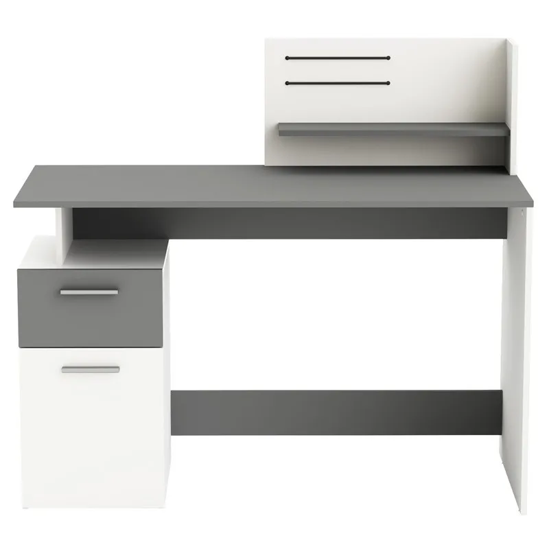 Scrivania Miroytengo Piatto multimediale bianco e grigio scuro 122 cm