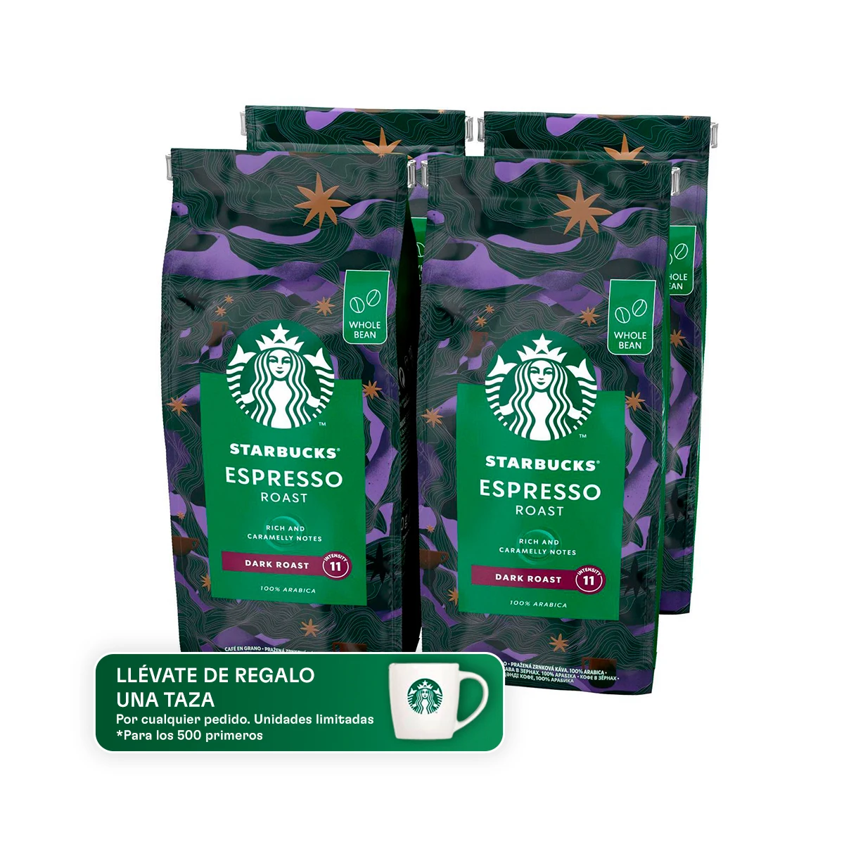 STARBUCKS Grano - Espresso Roast - Dulce sabor caramelizado 4x450g (1,8kg)