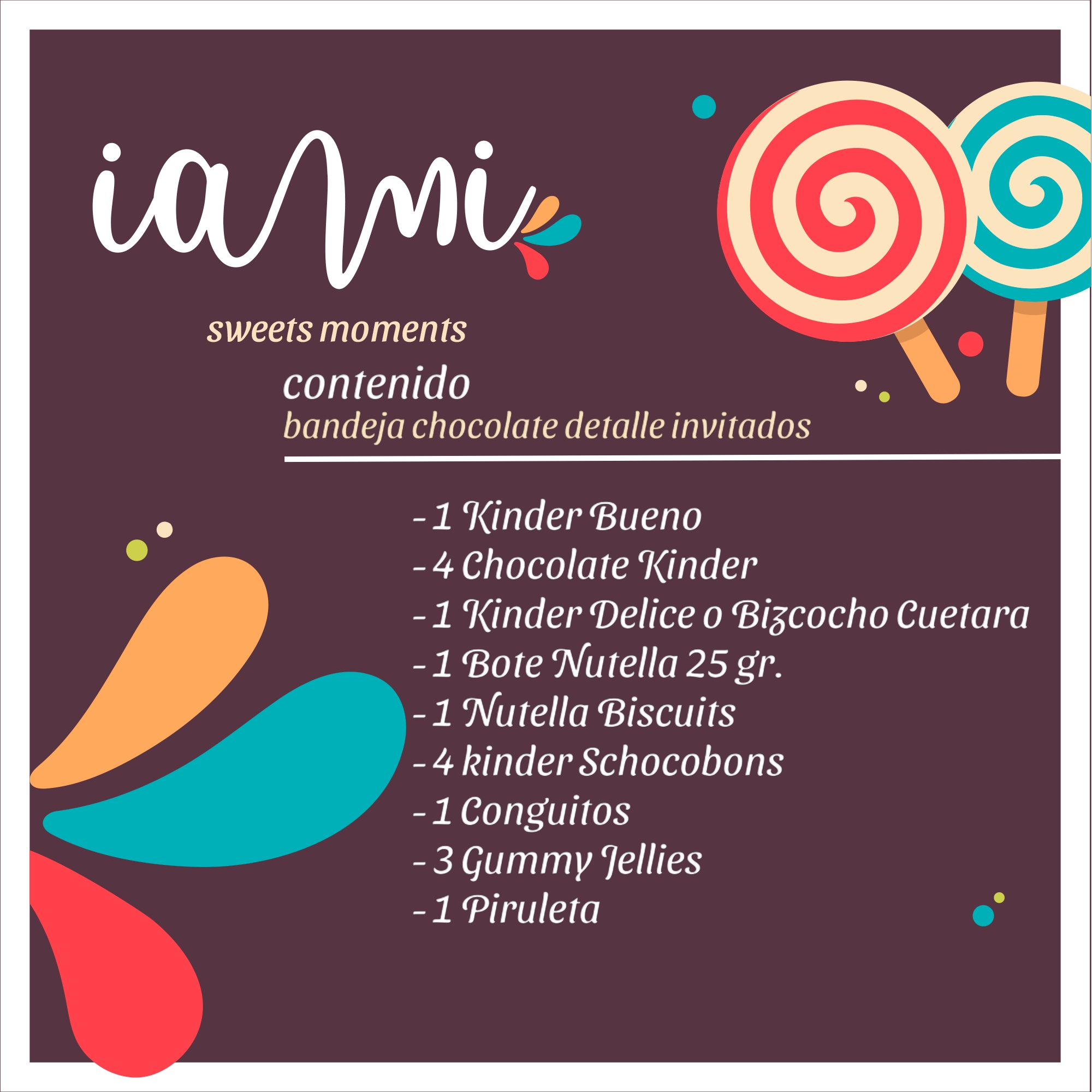 Super Bandeja Chocolates Kinder - Nutella - Conguitos. +15 Unid. El Regalo Ideal para Comuniones, Bodas, Bautizos, Cumpleaños. Pack de Chocolates Kinder - Nutella - Conguitos [IAMI]