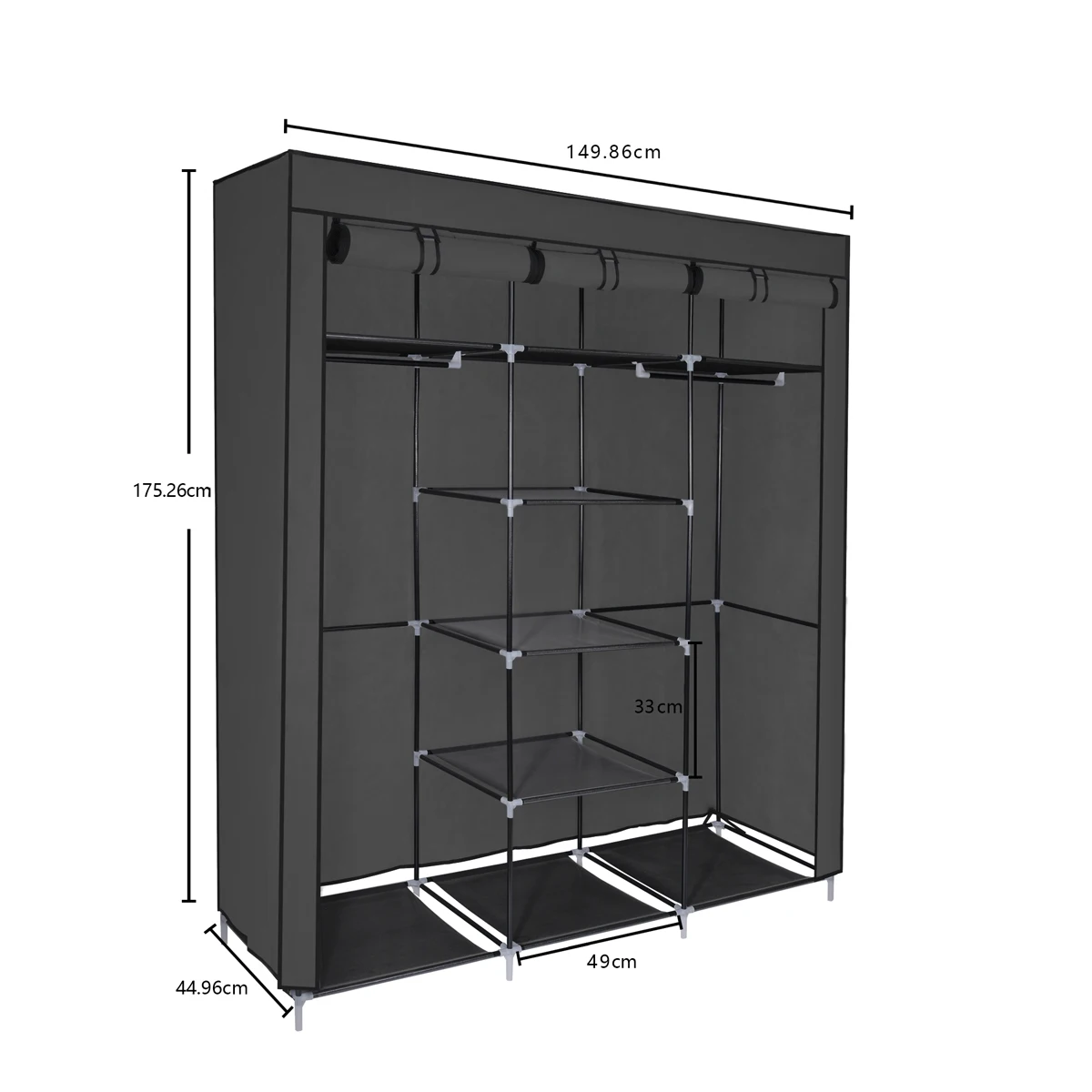 Organizador de roupa dobrável modular T-LoVendo com tecido 175 x 150 x 45 cm, camarim, portátil, leve. Destacável, poupe espaço