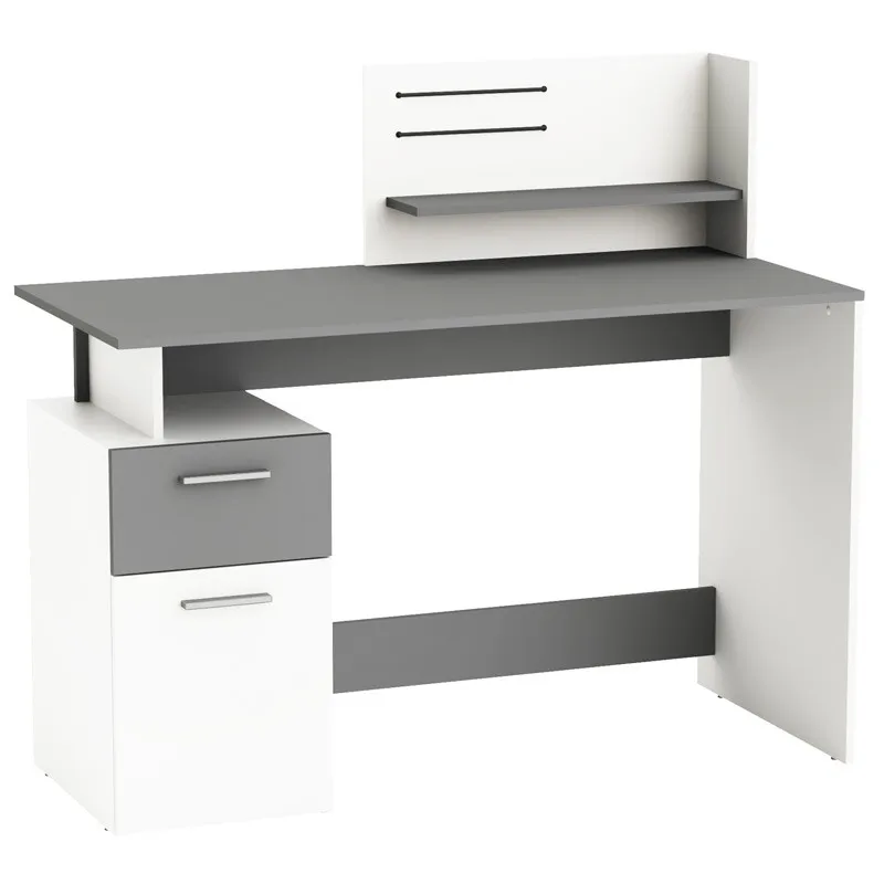 Scrivania Miroytengo Piatto multimediale bianco e grigio scuro 122 cm