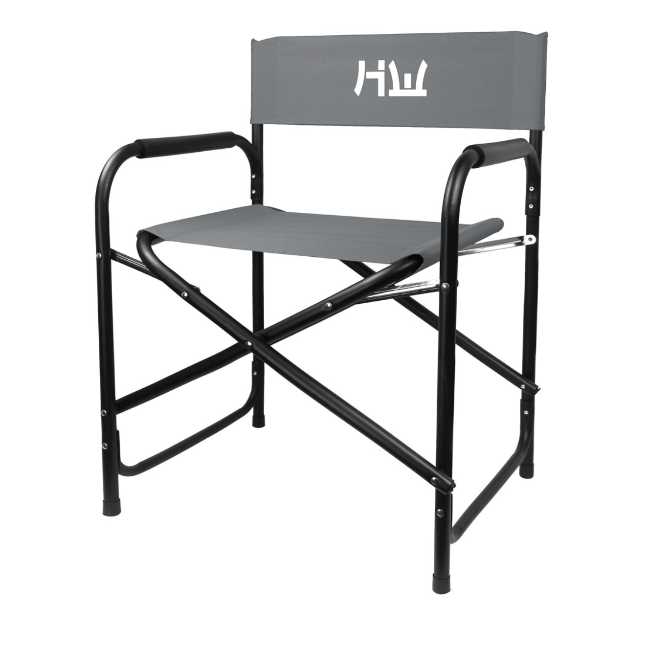 ORION91 Silla Director Plegable Aluminio Negro Tela Gris HIDETOSHI WAKASHIMA 56 X 77 X 46 - Spazioluzio