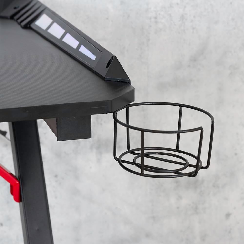 DUPI Mesa Gaming 120x60cm con Tablero Efecto Fibra de Carbono, Mesa Gamer de Juegos