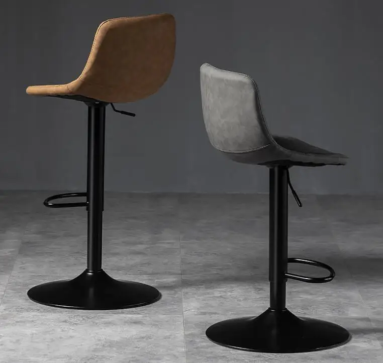 1 cadeira giratória de bar alta ajustável, bANCO de assento nórdico moderno, elevador de mesa frontal com banco alto, encosto moderno, cadeira de bar com pernas de metal estilo nórdico, cadeiras de jantar com perna preta