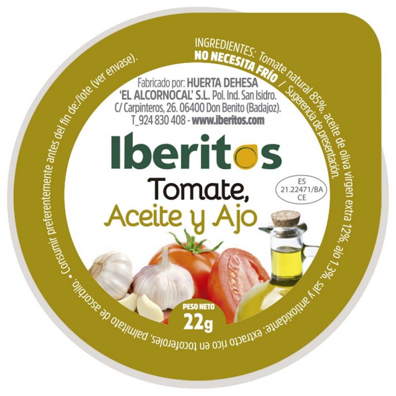 Iberitos. Tomate ajo y aceite en monodosis Iberitos - 45 unidades x 22 gr