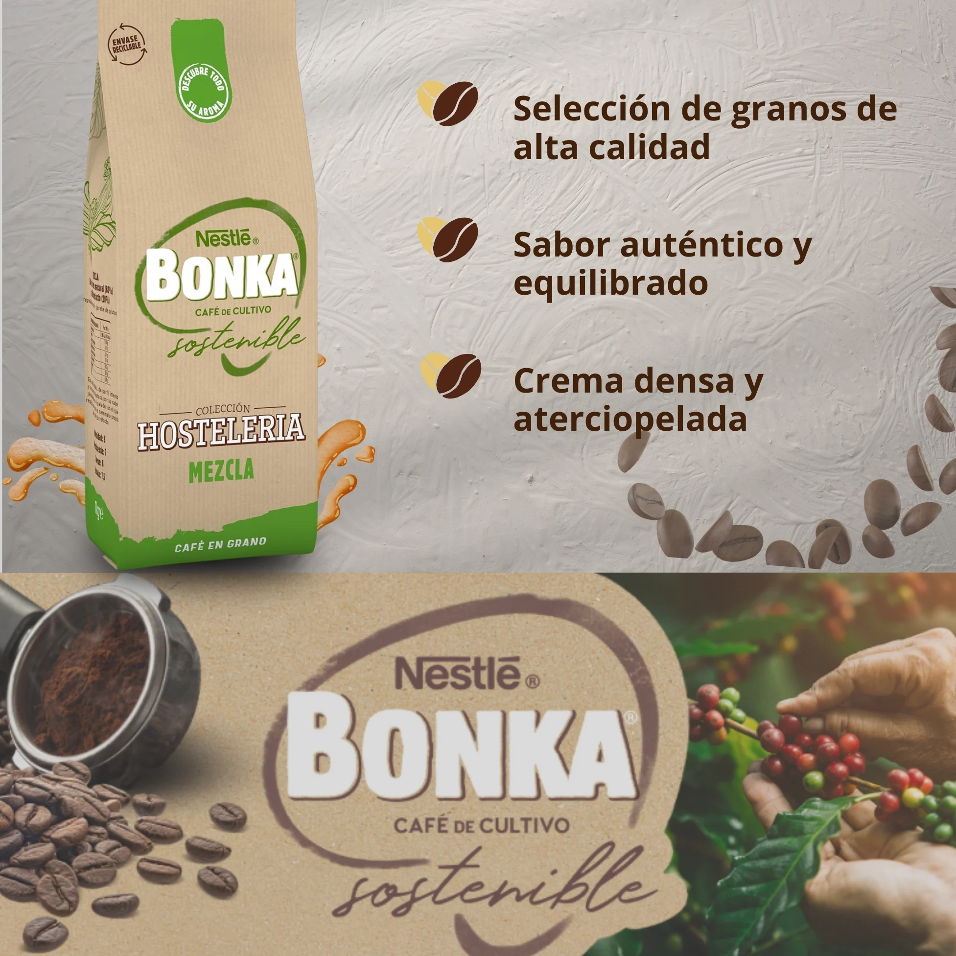 Grãos de café torrados Bonka para mix de hospitalidade-1kg |   Sabor autêntico em cada copo - Pacote de 3 peças