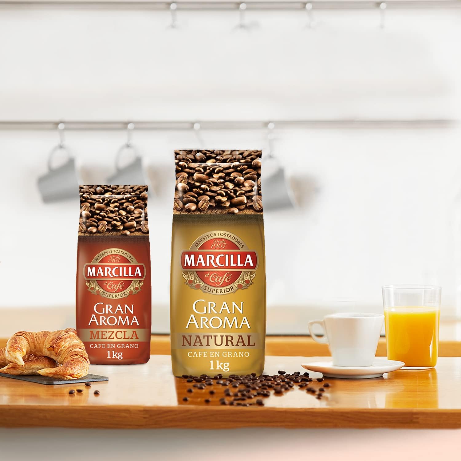 Cafe Marcilla Mezcla 80/20 en grano 1Kg Gran aroma