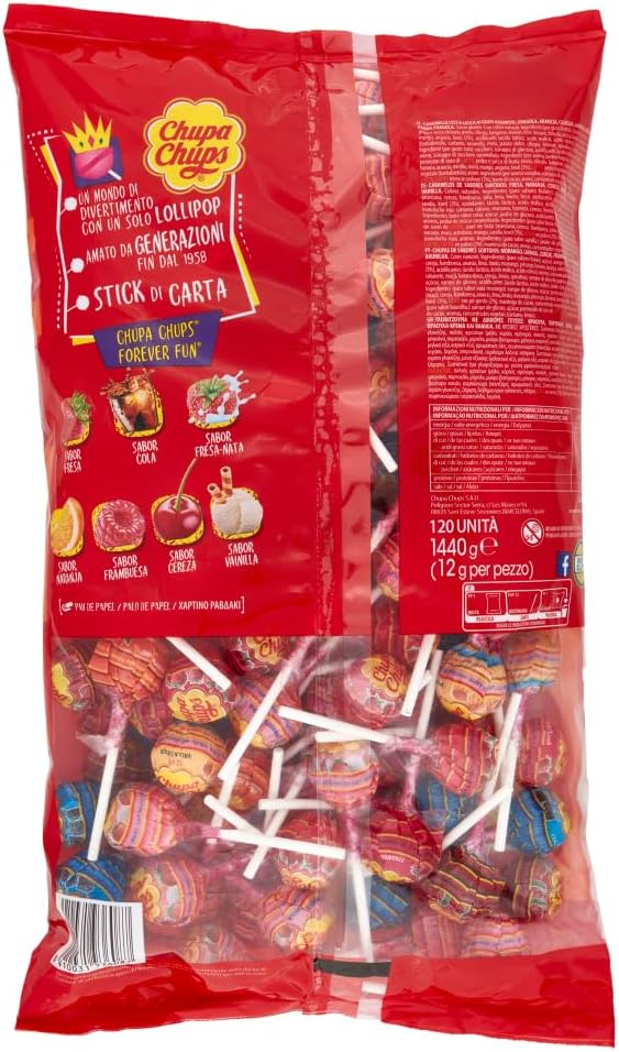 Chupa Chups Original Caramelo con Palo de Sabores Variados 120 x 12g