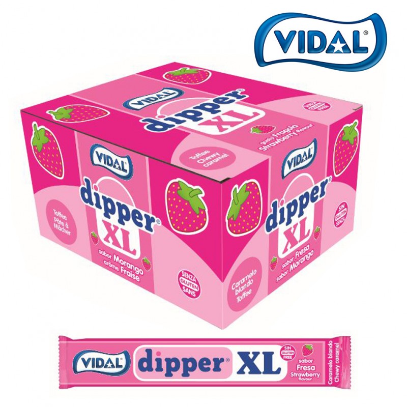 Vidal DIPPER XL - Caramelos Masticables Sabor Fresa (100 Uds)
