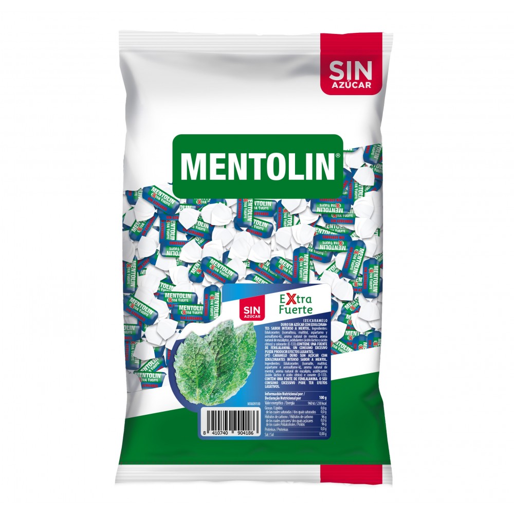 CARAMELOS MENTOLIN MENTA EXTRA FUERTE SIN AZUCAR BOLSA 1KG.