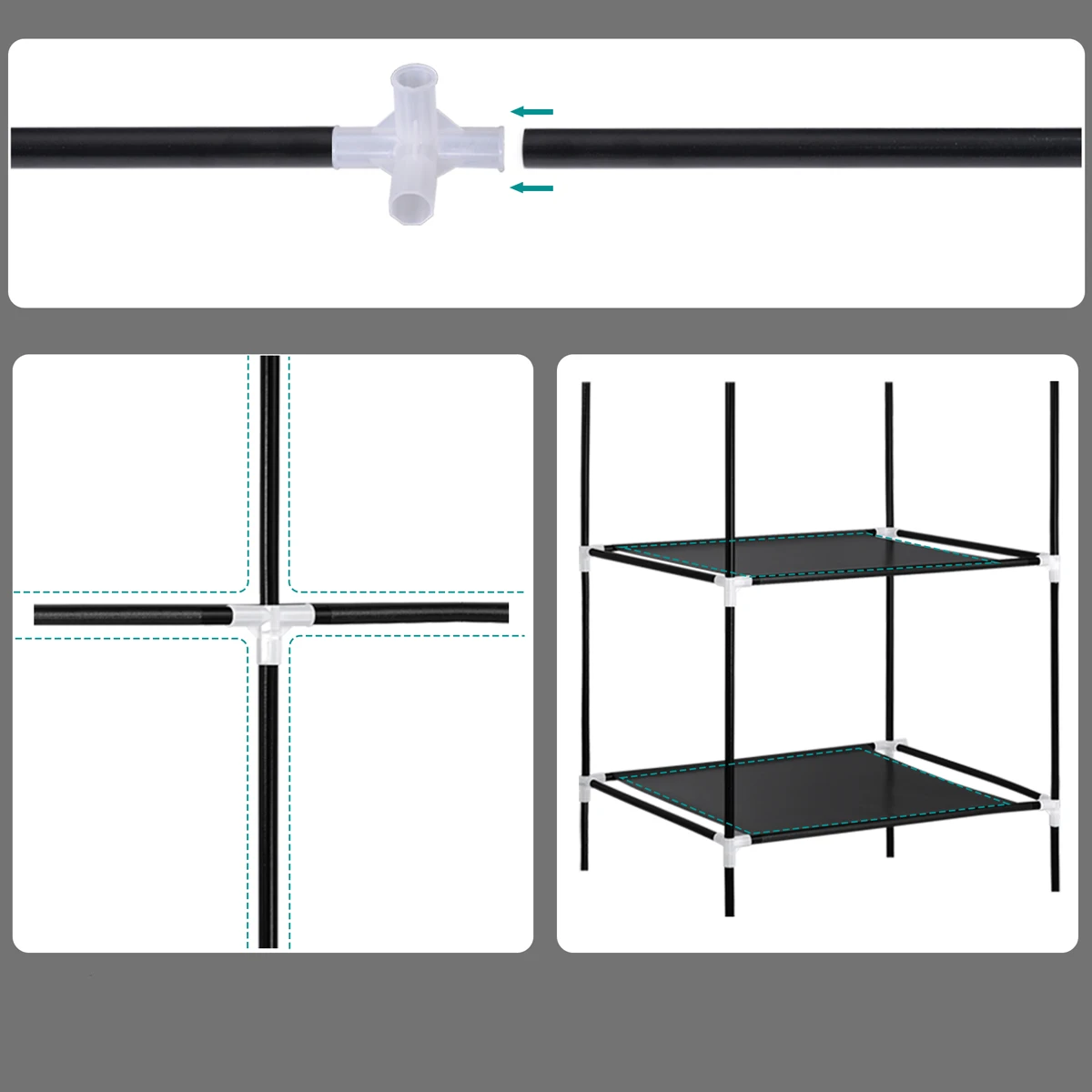 Organizador de roupa dobrável modular T-LoVendo com tecido 175 x 150 x 45 cm, camarim, portátil, leve. Destacável, poupe espaço