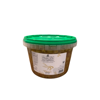 GUTIERREZ PALACIOS GUTIERREZ Azeitonas Partidas Temperadas |   Balde Plástico 4500 Gramas