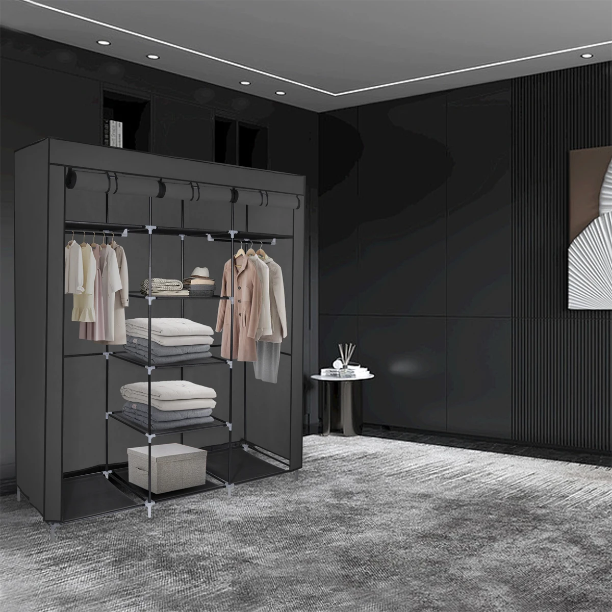 Organizador de roupa dobrável modular T-LoVendo com tecido 175 x 150 x 45 cm, camarim, portátil, leve. Destacável, poupe espaço