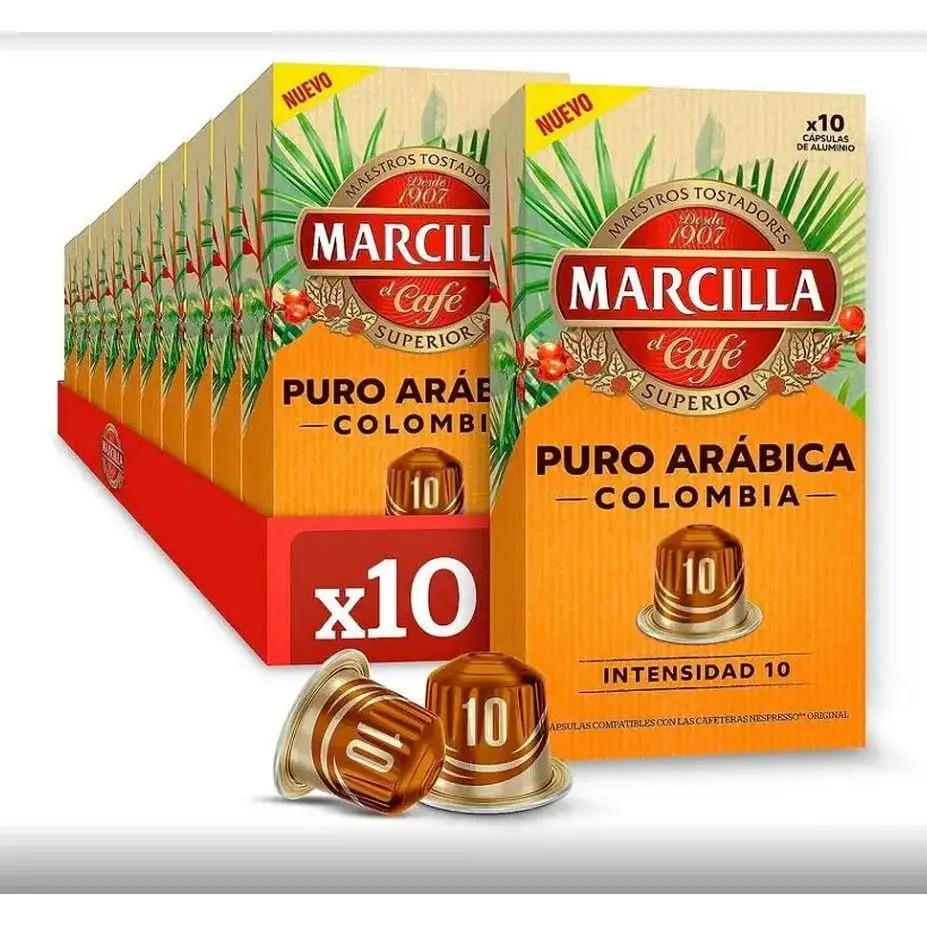 10 cajas Marcilla Puro Arábica Colombia, 100 cápsulas Nespresso