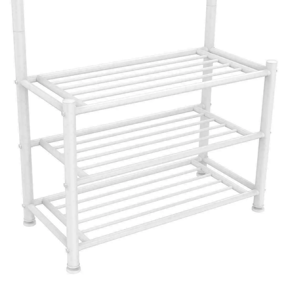 T-LoVendo Scarpiera e appendiabiti da ingresso in piedi o corridoio in metallo. Scaffale. 18 ganci e 3 ripiani. 180x65x30 cm.
