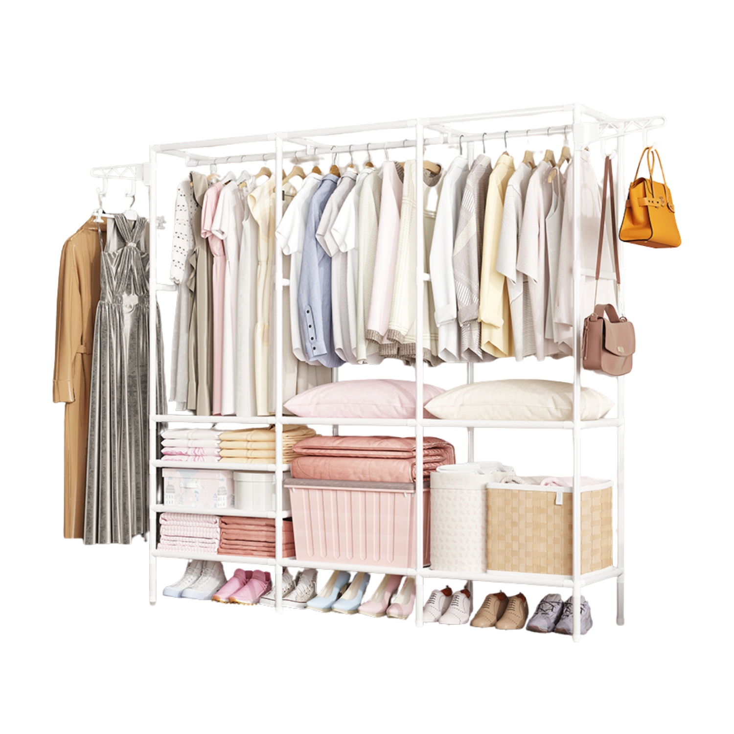 LUTODY - Appendiabiti in piedi, Scarpiera, Organizzatore di indumenti, cappotto, giacca, salva spazio nello stendibiancheria