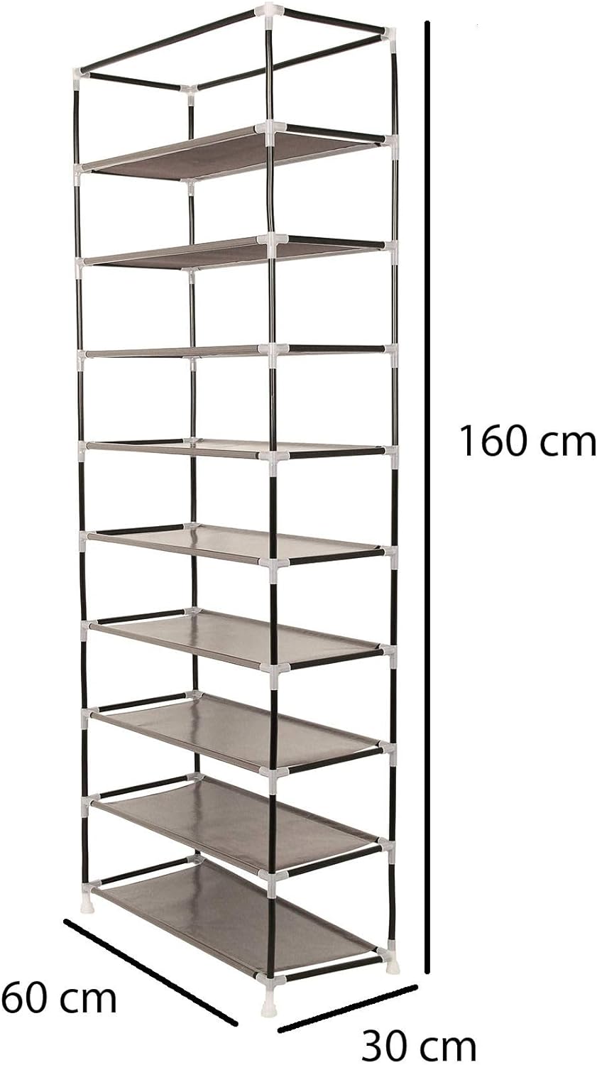 Scarpiera T-loVendo con copertura in tessuto Scaffali a 10 altezze Scaffale per armadio organizer per scarpe