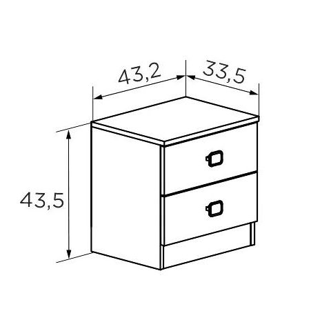 Mesita de noche modelo Champion de 2 cajones. Color estructura cambria con cajones blanco