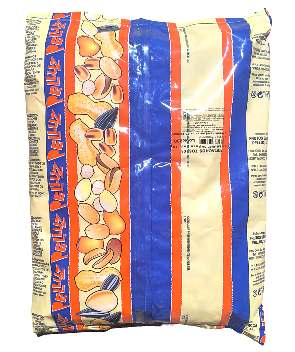 Pistachos Tostados Sin Sal 1 Kg - pelluz - crujientes y naturales