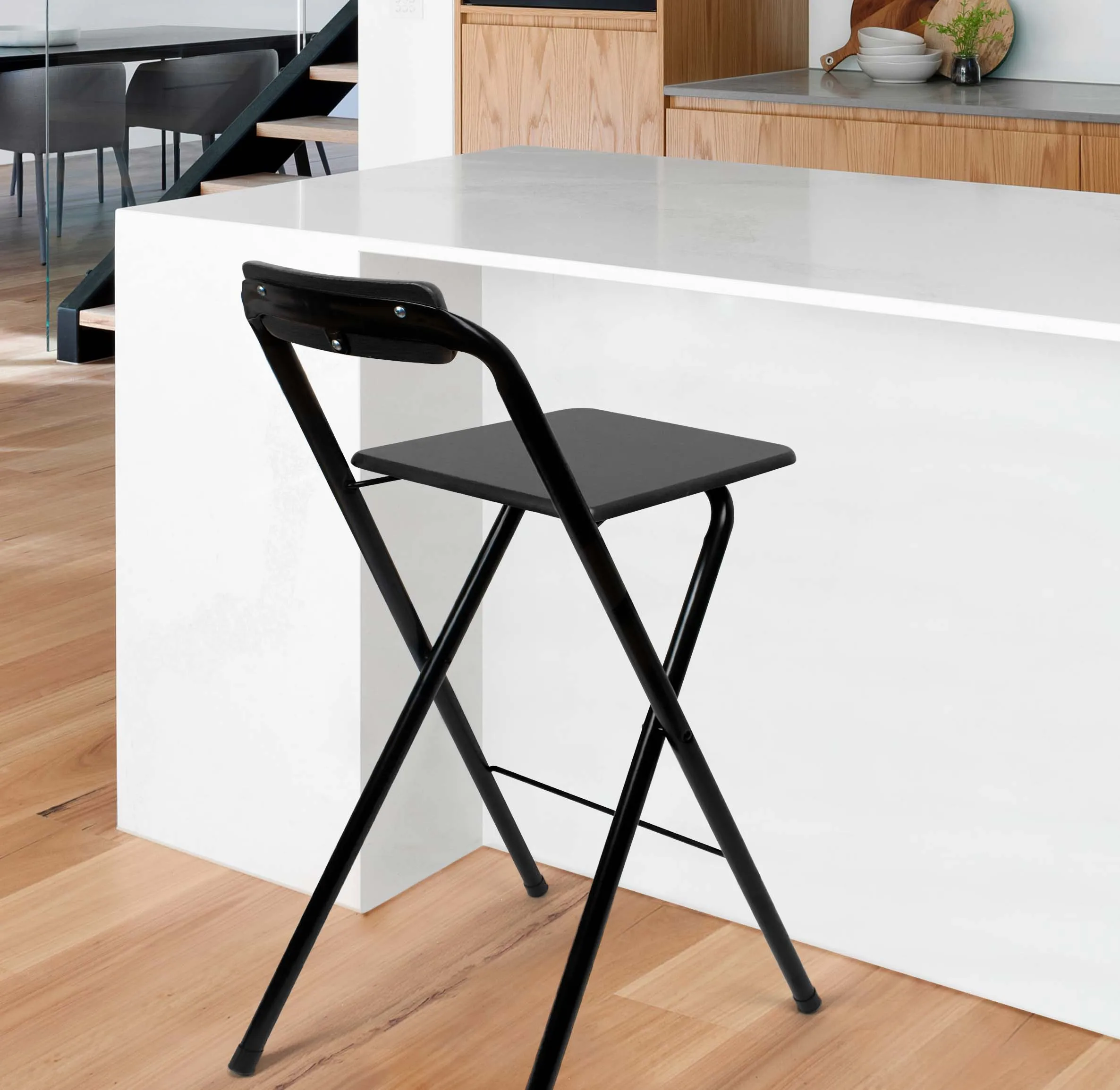 Banqueta dobrável com encosto - The Secret Home - design moderno confortável e resistente