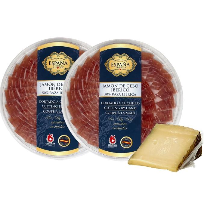 Plato de Jamón de Cebo Ibérico 50% Raza Ibérica Cortado a Cuchillo 90 g+