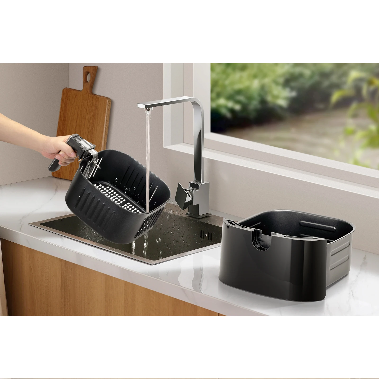 Friggitrice ad aria senza olio AIGOSTAR 7L,1900W, Smart. Connessione Wi-Fi. Touch screen LED, 7 funzioni preimpostate + modalità mantenimento caldo e manuale, senza BPA