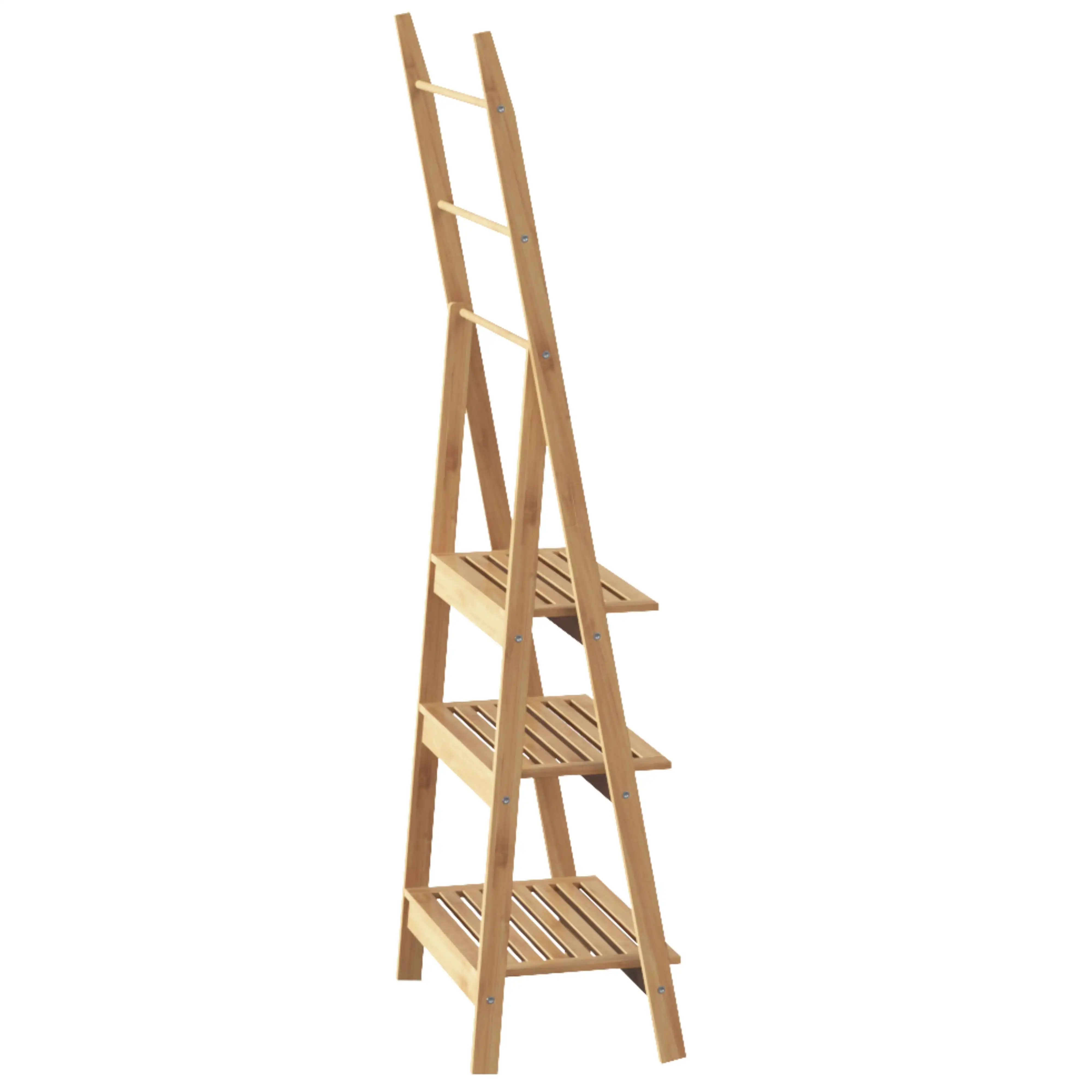 Cabide com 3 Barras e 3 Prateleiras Castanho 53x152 cm