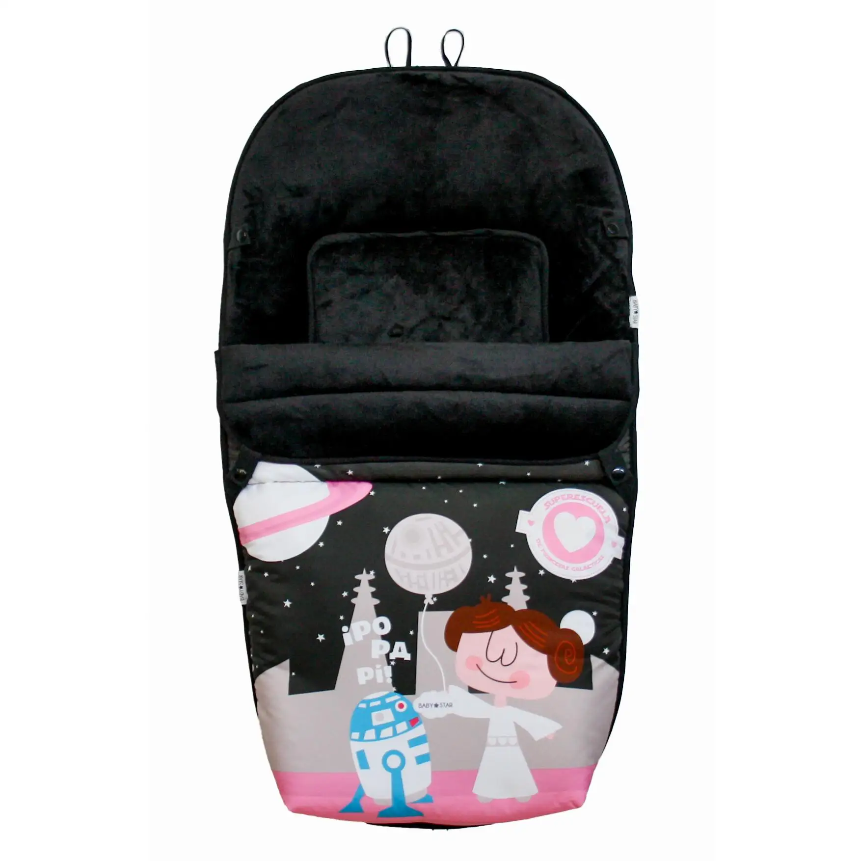 Saco para silla de paseo universal Babystar (10x49x97cm) con forro polar interno colección Pilotos Galácticos