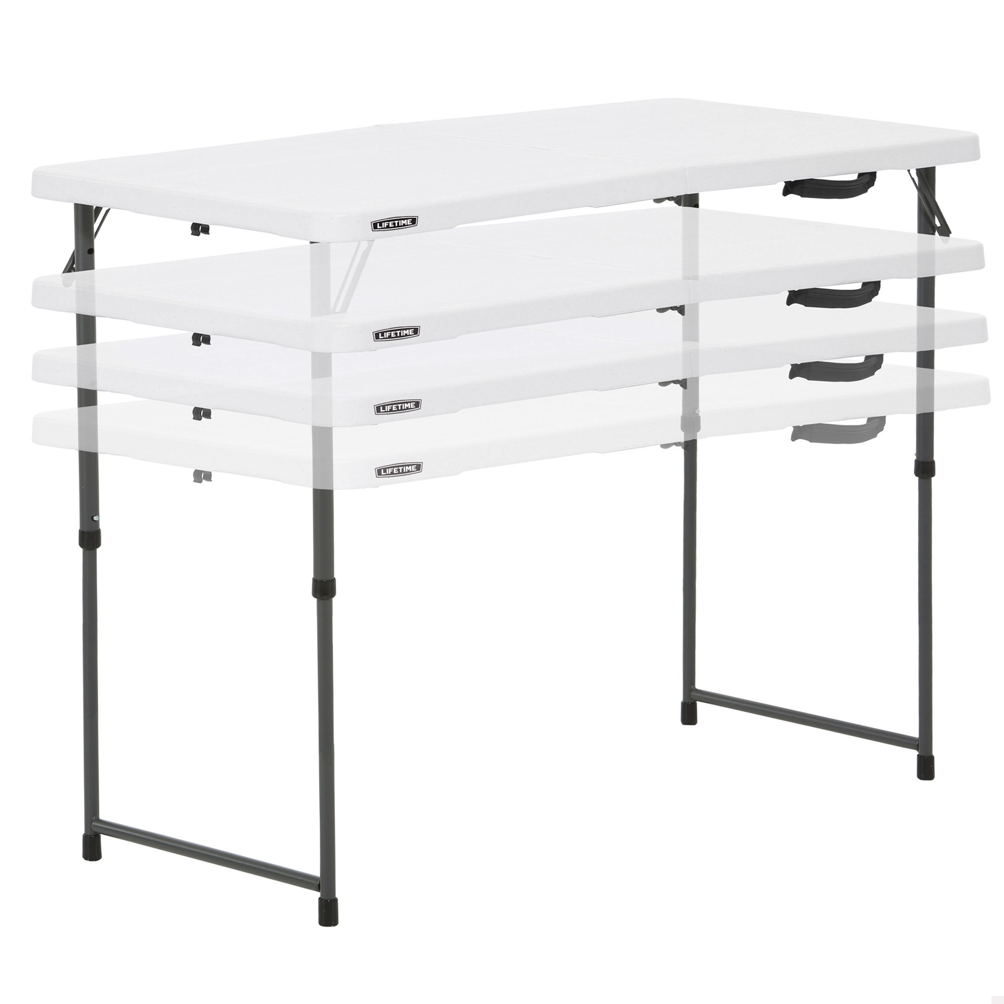 Lifetime 122x61x56-91 cm Altura Branca Mesa dobrável ajustável