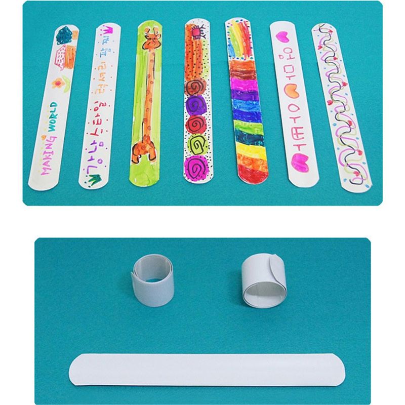 12 pulseras de bofetada en blanco DIY, recuerdos de fiesta, regalos de Pascua para niños, arte artesanal, jardín de infantes