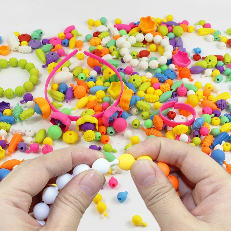 Pop-Arty ลูกปัด Snap-Together สําหรับเครื่องประดับเด็กแฟชั่นชุด DIY สร้อยคอและสร้อยข้อมือหัตถกรรมของขวัญวันเกิดของเล่นเด็กลูกปัด