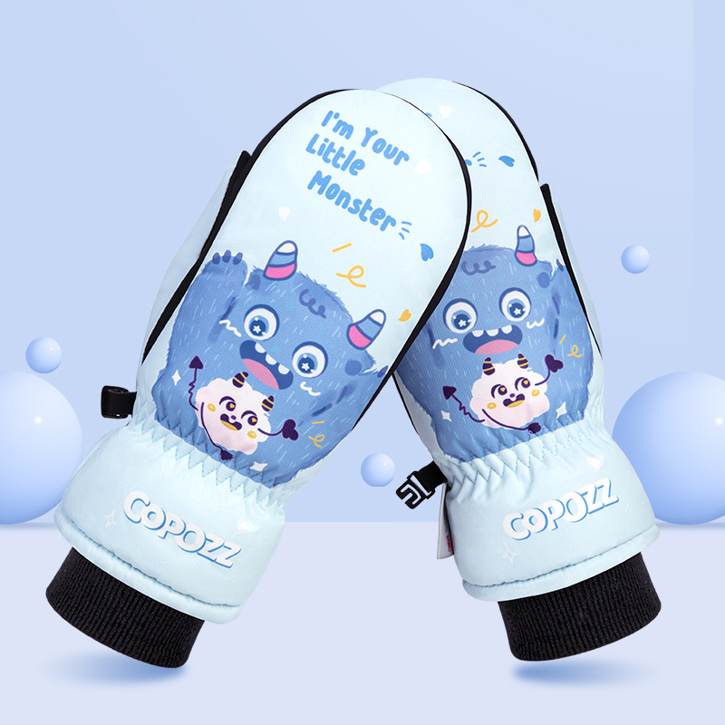 COPOZZ Kinder-Skihandschuhe, 3 m, Thinsulate, Winter, warm halten, Fingerhandschuhe, niedliche Cartoon-Winter-Ultraleicht-Snowboard-Handschuhe für Kinder