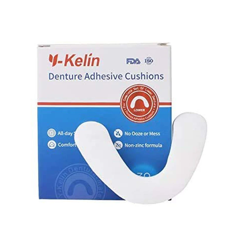Y-Kelin Cuscino adesivo per protesi inferiore Striscia da 60 cuscinetti (confezione da 2)