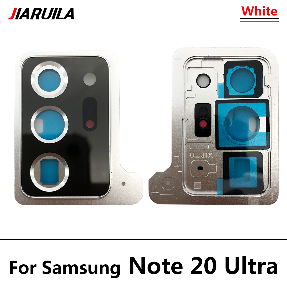 2Pcs Glass Lens With Frame For Samsung Note 20 Ultra Back Camera Glass Lens Cover with Frame Holder Replacement Parts