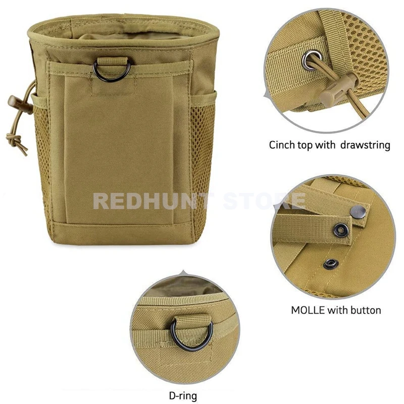 Tactical Molle Drawstring Magazine Dump Pouch Adjustable Utility Belt Fanny Hip Holster Bag Outdoor Ammo Storage Pack