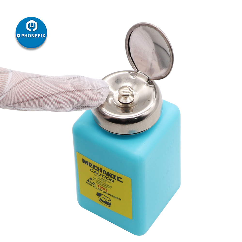 Bouteille d'alcool mécanique 180ML, récipient de liquide en plastique pour la réparation d'iphone, nettoyage de la carte mère, distributeur de liquide ESD, outils mécaniques