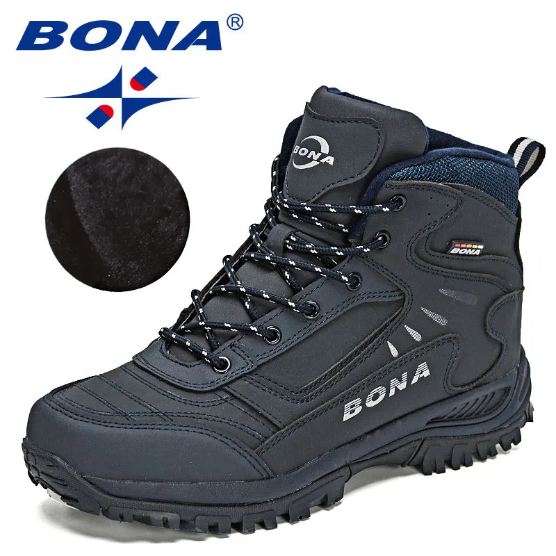 BONA-Botas de felpa de alta calidad para hombre, botines cálidos de nieve, zapatillas de deporte de cuero, Mansculino, invierno, 2022