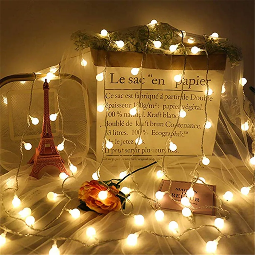 Holiday Light Chain Ball LED String Lighting 3M 5 m10m USB Lamp Bulb Light String impermeabile Outdoor Wedding Christmas Led String