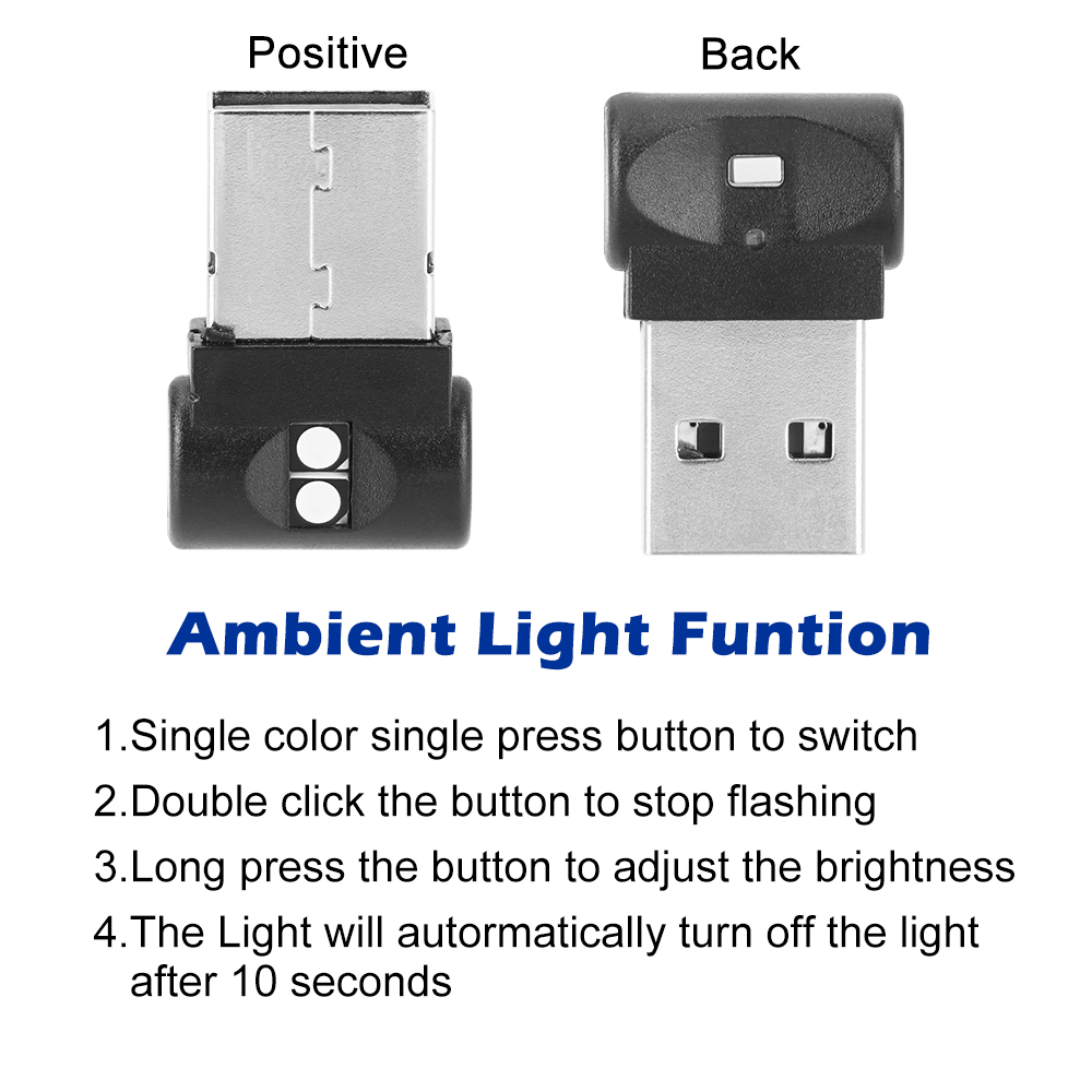 Mini USB Đèn LED Xe Hơi Tự Động Bên Trong Khí Quyển Ánh Sáng Chiếu Sáng Khẩn Cấp Ánh Sáng Máy Tính Tự Động Nhiều Màu Sắc Đèn Trang Trí Phụ Kiện Ô Tô