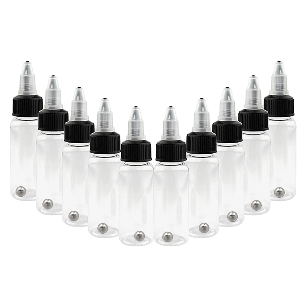 5-10 Uds 30/50/60/120/250ml botellas de pigmento de tinta de aerógrafo de tatuaje transparente reciclable contenedor de botella vacía para Color de tinta de tatuaje